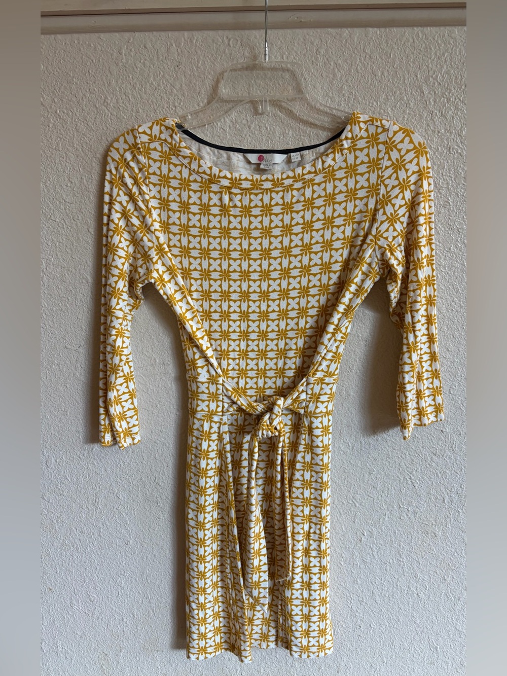 BODEN Yellow Patterned Tie-Waist Women’s Dress SIZE 6P soft fabric